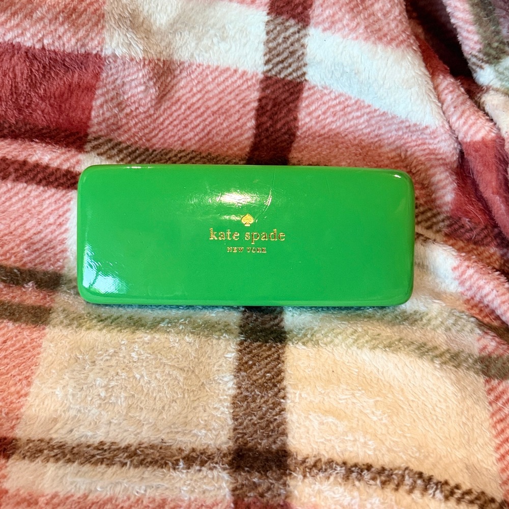 Kate Spade New York Green Turquoise Hard Shell Eyeglass Case Winking Eyes